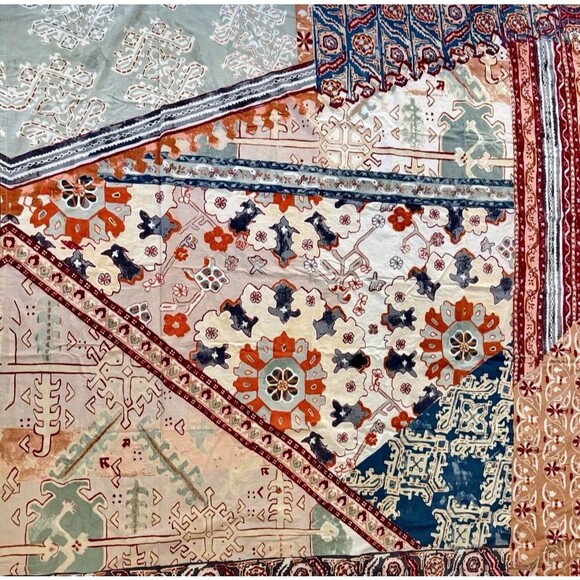 Anthropologie Risa Cotton Shower Curtain Boho Fall Multi-Color Neutrals 72x72 - Picture 3 of 16